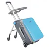 Suitcases Children's Carrying Case 2-in-1 Riding Roller Trolley Travel 20" Boarding Bag With Guardrails Removable Hard-Shell Luggage