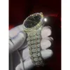 Moissanite -version Digner Skeleton X63V Nya diamanter Watch Pass TT Rose Sier till Quality Mechanical Movement Men 190065