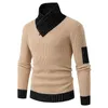 Men's Sweaters Autumn Winter Turtleneck Sweater Men Casual Knitted Pullovers Fashion Scarf Collar Slim Fit Patchwork