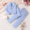 Clothing Sets Toddler Girls 2 Piece Outfit Solid Color Ruffle Long Sleeve Formal Blazer And Pants Set Baby Cute Fall Clothes