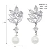 Headpieces Korea Classic Imitation Pearls Drop örhängen för kvinnor Fashion Cubic Zirconia Leaf Dingle Earring Bridal Wedding Jewelry