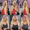 Synthetic Wigs Bundel Pirang madu 613 dengan penutup rambut manusia HD renda depan bundel ekstensi gelombang tubuh untuk wanita 230905