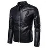 Men's Jackets Pu Leather Jacket Men Slim Fit Faux Motorcycle Biker Coats Mens Fashion Stand Collar 5Xl