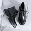 2023 New Spring Autumn Zipper Work Boots Leather Male Comfortable Walking Shoe Thick Bottom Fashion Casual Men's Boots 1AA49