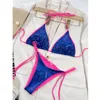 Dames Badmode Biquinis Mujer 2023 Badpak Vrouw Glanzende Stof Strandkleding Meisjes Twee Stukken Mini Tankini String Blauw Badpak Dames