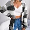 Women Sweters Europe Contrast Strast Cardigan dla kobiet jesienne zima moda z długim rękawem swobodny dzianinowy kardigany tops streetwearu 230905