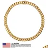 Chains 6Mm/8Mm/10Mm/12Mm Hip-Hop 18K Gold Plated Miami Cuban Link Chain Stainless Steel Necklace Gift For Men Women Jewelrychains Drop Ot4Nr