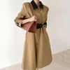 Damen-Grabenmäntel SuperAen Korea Chic Herbst und Winter Nische Retro Revers einreihiger Riemen langer Mantel für Frau