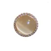 Brooches Korean Opal Crystal For Women Metal Rhinestone Round Badge Luxulry Jewelry Coat Sweater Corsage Clothing Accessories