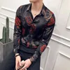 Men's Casual Shirts Men Clothing2023 Spring Korean Version Of The Young Hair Stylist Lapel Single-Breasted Floral Slim Shirt Mens Designer