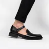 Dress Shoes Black Casual Business Men Buckle Strap Round Toe Sandals for with Size 38 230905