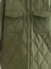 綿綿ジャッカーの女性の長袖のターンダウンカラー格子縞の女性コート2023冬のシングル胸シックなポケットレディジャケット