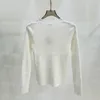 Luxury Embroidered Women T Shirt Long Sleeve Letter Knits Autumn Spring Bottoming Shirts Tops