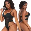 Mulheres Shapers Black Lace Playsuit Mulheres Romper Ropa Mujer Shapewear Fino Sexy Macacão Costura Macacões Backless Nightwear Corpo Terno