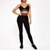 Damen Nachtwäsche Sommer 2023 Ins Frauen Active Gym Yoga Wear Honeycombo Jacquared Muster V-Ausschnitt BH ausgebrannte Taille Legging Set