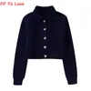 Femmes tricots t-shirts bleu royal paillettes cardigan tricoté cristal bowknot doux outwear marine femme streetwear simple boutonnage femme 4331155 230906