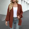 Tricots pour femmes Femmes Pull Automne Hiver Lanterne À Manches Longues Cardigan Ouvert Devant Couleur Unie Mi-longue Manteau À Tricoter Streetwear