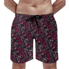 Short de sport pour hommes, Notes de musique rouge, décontracté, maillot de plage, imprimé Vintage, confortable, sport, Surf, pantalon court surdimensionné de qualité