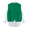 Green Vest Shirt Two Piece Set Womens Spring And Autumn Short Knitted Sleeveless Sweater Folded