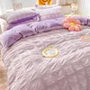 Conjuntos de cama Home Têxtil Inverno Coral Velvet Quilt Cover Quatro Peça Set Seersucker Duveta Cama Folha Fronha Consolador 230906