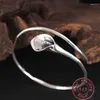 Bangle Amxiu 925 Sterling Srebrna poranna chwała Kwiat ręcznie robione otwarte bransoletki dla kobiet Girl Party Party Bijoux moda akcesoria