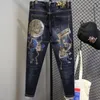 Mäns jeans avsmalnande grafik för män med tryck Hip Hop Motorcykel Mens Cowboy Pants Boot Cut Summer High Quality Straight XS Byxor