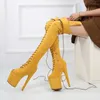 Boots 20cm Suede Nightclub Sexy Knee Hate Sky High Model Catwalk Womens Pole Dance Heels Can Be Worn In All Seasons 230905