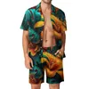 Suits-survêtement masculins Tropical Jungle Men Set Flowers Art Shorts décontractés Fitness Shirt Outdoor Set Summer Trendy Cost Short-Sheeve Plus Size