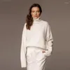 Kvinnors tröjor varma hösten vintertröja turtleneck vit lös överdimensionerad stickad pullover casual stickwear mjuk topp