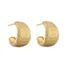 Hoop kolczyki Hecheng Chunky Ear Studs for Women Brass 18K Real Gold Circled Ball Ballską Drop