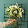 Flores decorativas Hermoso girasol ramo de flores artificiales decoración de boda suministros de fiesta hoja de planta verde falsa para decoración del hogar