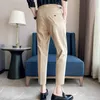 Ternos masculinos 2023 estilo britânico outono sólido negócios casual terno calças roupas masculinas simples todos os jogos formal wear calças de escritório em linha reta