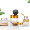 Packing Bottles Wholesale 5G 10G 15G Glass Jar Cream Bottle Cosmetic Empty Container With Black Sier Gold Lid And Inner Pad For Loti Otzw4