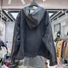 Tung denim streetwear 2023 klädhuvtröja vintage tyg tvättade tröjor tröja överdimensionerade jeans kvinnor hoodies män