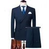 Men's Suits & Blazers Navy Blue Men Slim Fit Double Breasted Wedding Formal Dress Tuxedo Prom Business Wear Clothes182n