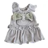 Dog Apparel Wrinkle-free Sweet Teddy Small Bowknot Pocket Dress For Daily Wear