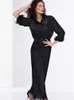 Damska odzież sutowa pióra piżamy dla kobiet 2 -częściowe zestawy czarne trzy ćwierć rękawowe żeńskie suty spodnie jesienne moda