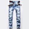 Dye Dye Print Men Jeans Designer Mężczyzna dżinsowe spodnie spodnie zupełnie nowa motocyklista dżinsy los hombres proste hombre241q