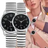 Relógios de pulso Sdotter Algarismos Árabes Amantes Relógios Aço Inoxidável Banda Elástica Homens Mulheres Relógio de Pulso Relógio de Casal