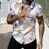 Herren-Freizeithemden, Luxus-Social-Shirt, männlich, kurzärmelig, Sommer, schmales Oberteil, Abendkleid, hochwertiges Revers, übergroßes T-Shirt, modischer Druck