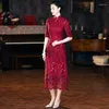 Etnik Giyim Yourqipao Anne Düğün Cheongsam Elbise Plus Boyut Gelin Partisi Kadınlar Hanfu Etek Gelin Konuk Akşam Balo Elbiseleri