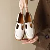 Zapatos de vestir 2023 Office Lady T-Strap Oxfords para mujeres Hebilla Bloque grueso Tacones bajos Ocio diario Bombas de damas Negro Beige