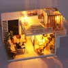 Doll House Accessories DIY Wooden Miniature Dollhouse Handmade Wood Doll House Model Building Kits Toys 3D Mini House with Furniture DIY Dollhouse Kit 230905