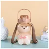 Water Bottles Large Capacity Bear Bottle With Strap And Straw High Quality Material Perfectly Your Clothes