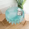 Table Cloth Teal Turquoise Marbled Tablecloth Round Washable Cover For Kitchen Dining Picnic Party Indoor Outdoor Mats 60 Inch