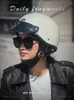 Motorcykelhjälmar hjälm tysk läder vintage casco moto öppen ansikte retro halv chopper cyklist pilot dot size s-xxl