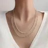 ALLME – collier ras du cou minimaliste pour femmes, 2 Styles, chaîne ondulée scintillante, couleur argent, chaînes à maillons creux, bijoux