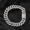 سلاسل 26 مم كبيرة من الهيب هوب 5A CZ Stone Paded Bling Iced Out Round Round Cuban Link Stain Necklace for Men Rapper Jewelry Drop