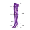 Fashion Patent Leder Frauen über Kniestiefeln zurück Reißverschluss Lange Stiefel Damen zeigte Zeh Sexy High Heels Schuhe Sapatos Feminos für Mädchenschuhe 35-43