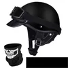 Motorradhelme Helm Deutsches Leder Vintage Casco Moto Open Face Retro Half Chopper Biker Pilot DOT Größe S-XXL